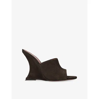 Paris Texas Womens Dark Brown Nina 105 Suede Wedge Mules Eur 38/5 Uk