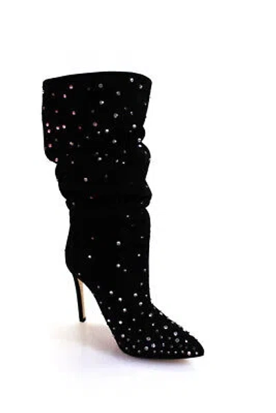 Pre-owned Paris Texas Womens Holly Stiletto Slouchy Boots - Black Diamond Size 35.5
