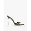 Paris Texas Womens Lidia Patent-leather Mules Khaki In Khaki