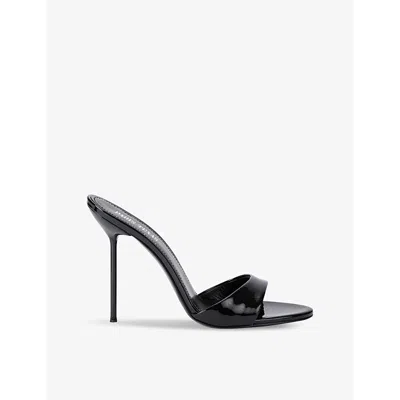 PARIS TEXAS WOMENS BLACK LIDIA PATENT HEELED LEATHER MULES EUR 37.5 / 4.5 UK