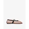 Paris Texas Almond Buckle Mesh Ballet Flat In Red