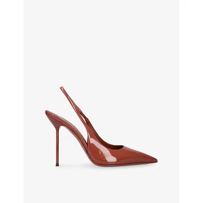 Paris Texas Womens Pink Lidia 105 Heeled Patent-leather Sling-back Courts Eur 41 / 8 Uk In Blue