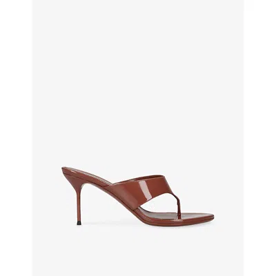 Paris Texas Womens Pink Lidia Thong 70 Leather Mules Eur 38/5 Uk In Brown