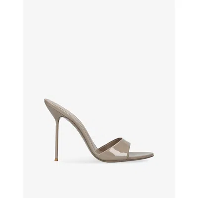 Paris Texas Womens Taupe Lidia 105 Leather Heeled Mules Eur 37.5 / 4.5 Uk In Brown