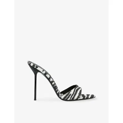 Paris Texas Womens White/blk Lidia 105 Woven Heeled Mules Eur 36 / 3 Uk In Black