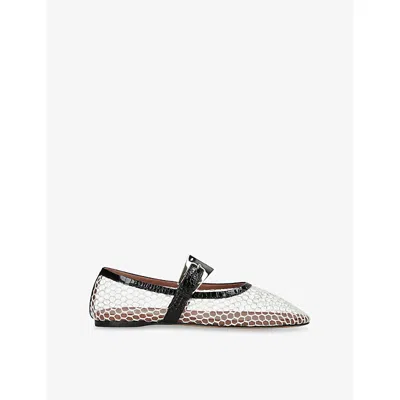 Paris Texas Womens White/blk Sveva Buckle Mesh And Leather Ballet Flats Eur 36 / 3 Uk