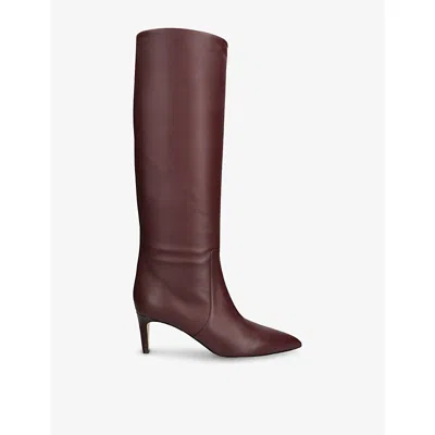 PARIS TEXAS WOMENS WINE STILETTO 60 KNEE-HIGH LEATHER BOOTS EUR 40 / 7 UK