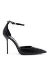 Paris Texas Arrow Toe Heeled Shoes With Delicate Ankle Strap In Black