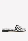 Paris Texas Zebra-print Flat Sandals In Monochrome