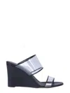 Paris Texas Open-toe Wedge Sandals With Transparent Plexi Straps In Black