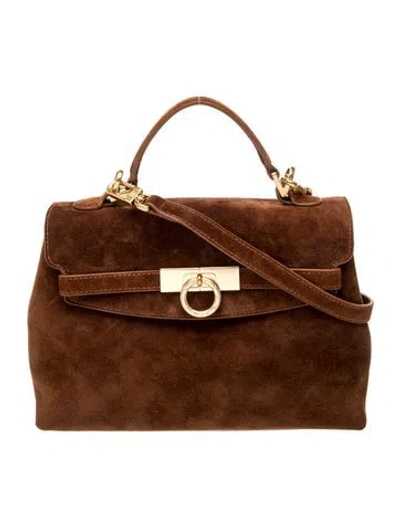 Pre-owned Parisa Wang Suede Top Handle Bag In Brown