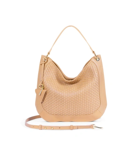 Parise Designer Handbags Hbo-432-m - Woven Leather Hobo Bag In Brown