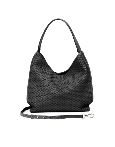 Parise Designer Handbags Hbo-697-m - Woven Leather Hobo Bag In Black