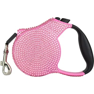 Parisian Pet Rhinestone Retractable Leash In Hot Pink