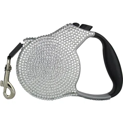 Parisian Pet Rhinestone Retractable Leash In Silver