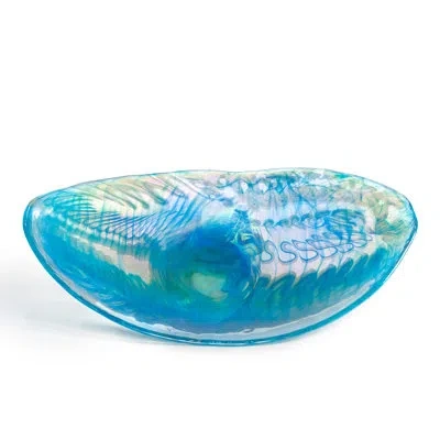 Park Hill Collection Amalfi Murano Glass Plate In Blue,turquoise