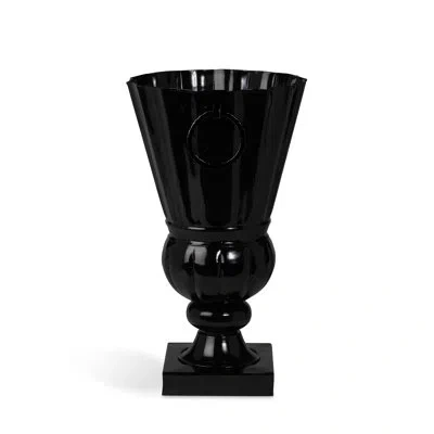 Park Hill Collection Atlas Outdoor Urn, Small, White Hydrangea In Black