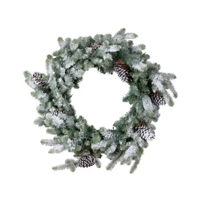 Park Hill Collection Blue Spruce Wreath With Led Lights, Extra-large With Snow In Brown;green;white