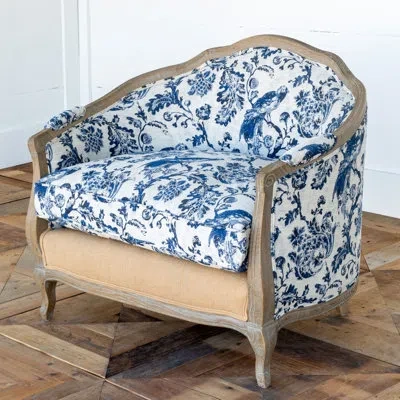 Park Hill Collection Bluebird Toile Settee In Blue;white