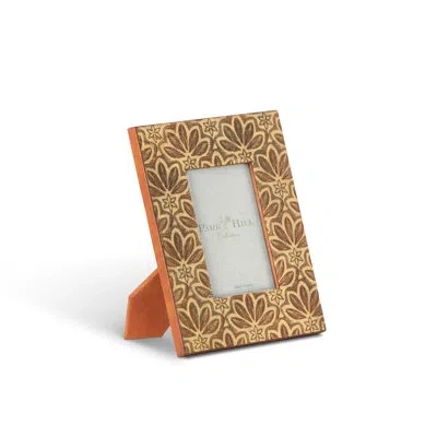 Park Hill Collection Cappelli Leather Picture Frame In Gold;coral