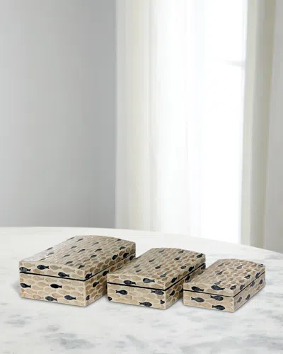 Park Hill Collection Capraia Coast Capiz Fish Decorative Boxes, Set Of 3