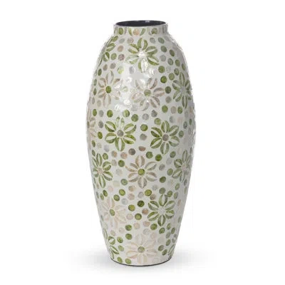 Park Hill Collection Capraia Coast Large Floral Vase, Mother Of Pearl In Light Green