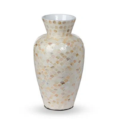 Park Hill Collection Capraia Coast Mosaic Vase, Mother Of Pearl In Ivory