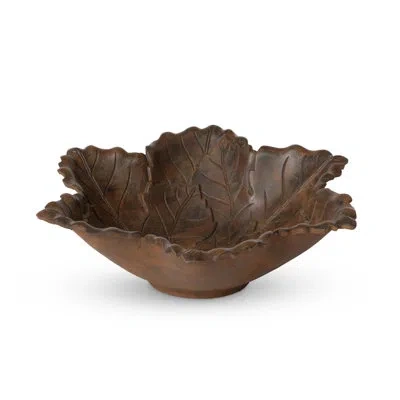 Park Hill Collection Cast Aluminum Grape Leaf Serving Bowl In Brown