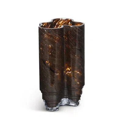 Park Hill Collection Clover Glass Vase, Tortoise, Large In Brown