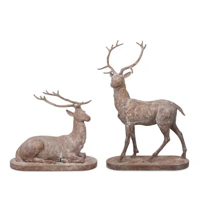 Park Hill Collection Deer Cast Iron Garden Statue In Multicolor