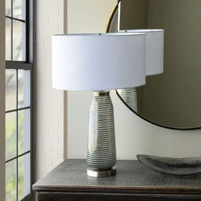 Park Hill Collection Delany Grinded Glass Lamp In Metal