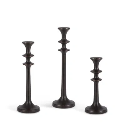Park Hill Collection Dominion Cast Aluminun Candlesticks, Set Of 3 In Black