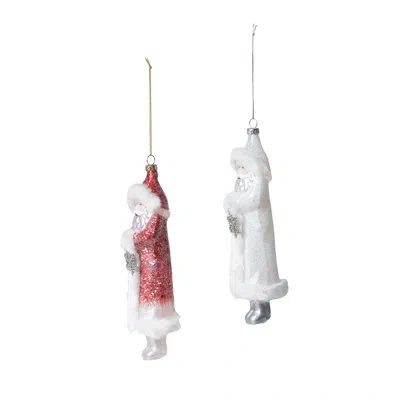 Park Hill Collection Father Christmas Glass Ornament, 2 Assorted Styles In Multi