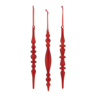 Park Hill Collection Glass Ruby Red Finial Icicle Ornament, 3 Assorted Styles