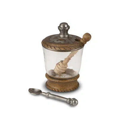 Park Hill Collection Heritage Inlay Honey Jar With Honey Server And Spoon In Clear
