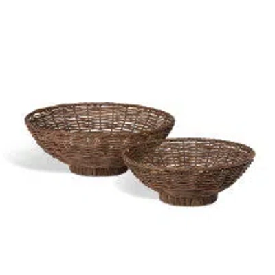 Park Hill Collection Island Palm Rattan Decorative Bowls, Set Of 2 In Natural