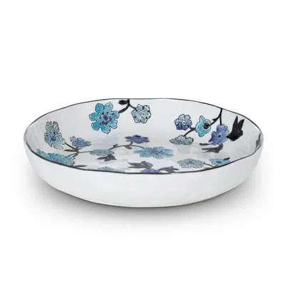 Park Hill Collection La Boheme Periwinkle Vine Serving Bowl In Blue;black;white