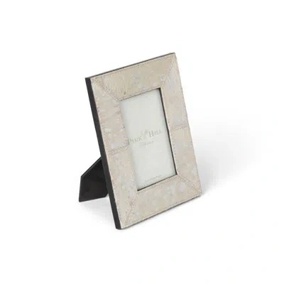 Park Hill Collection Leather Single Picture Frame In White;silver