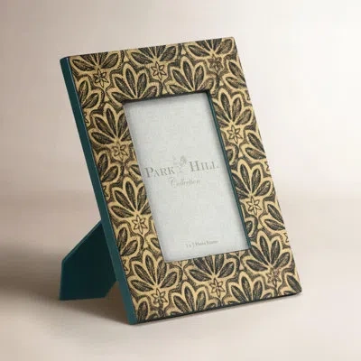 Park Hill Collection Lila Leather Single Picture Frame In Gold;teal