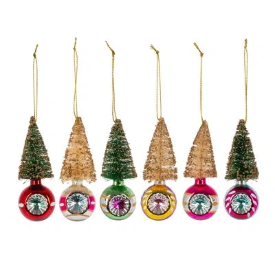 Park Hill Collection Mini Retro Tree Ornament, Box Set Of 6 In Multi