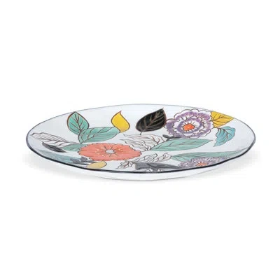 Park Hill Collection Pantry & Cafe Poppy 10.5" Stoneware Dinner Plate In Blue,orange,black,white