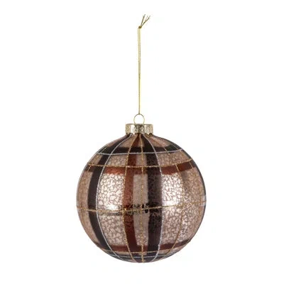 Park Hill Collection Plaid Mercury Ornament In Neutral