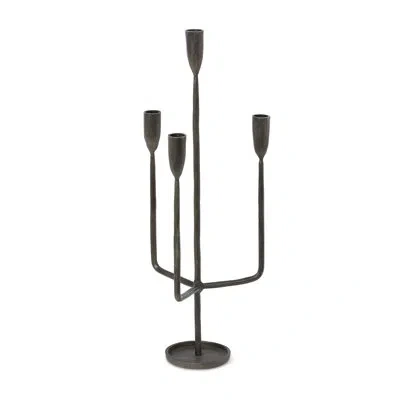 Park Hill Collection Primitive Iron Candelabra In Black