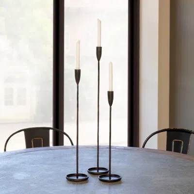 Park Hill Collection Primitive Iron Taper Holders In Black