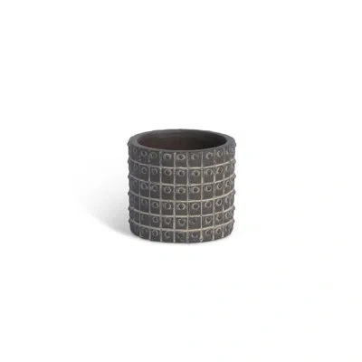 Park Hill Collection Rivet Pattern Pot In Dark Gray,ivory
