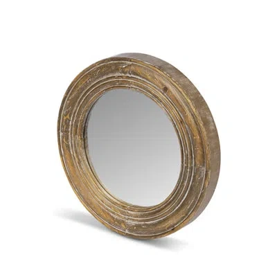 Park Hill Collection Round Wooden Frame Mirror In Brown