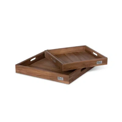 Park Hill Collection Rustic Modern Solid Wood Tray - Set Of 2 In Natural