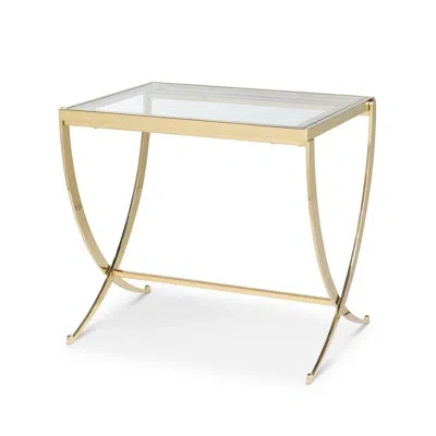 Park Hill Collection Saber Leg End Table, Mirrored Silver In Brass
