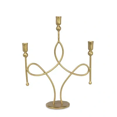 Park Hill Collection Scroll Candle Holder, 3 Arm In Gold