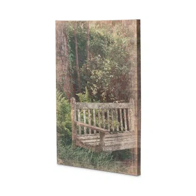 Park Hill Collection Secret Garden Bench By Nancy Nolan - Unframed Print On Canvas In Green;beige